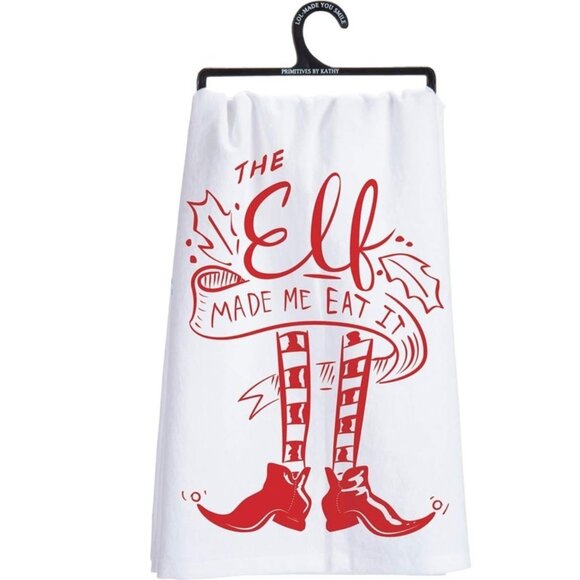 Primitives by Kathy Christmas Holiday Towel - The Elf Made Me Eat It - Picture 1 of 1